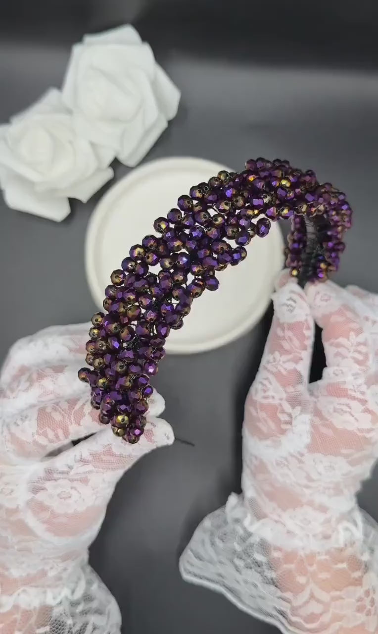 Irisierende Kristall Tiara in Violett für Bräute