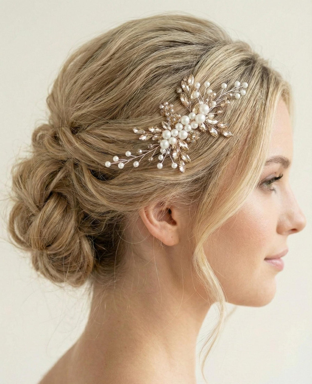 Romantischer Braut Haarkamm mit Kristallperlen – Handgemachter Haarschmuck - AVYRAA BRIDAL