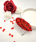 Roter Kristall Haarkamm aus Metall | Braut Haarschmuck Rot | Elegantes Haaraccessoire für Hochzeit - AVYRAA BRIDAL