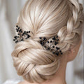 Schwarze Kristall Haarnadeln für Brautfrisur, Handgemachter Haarschmuck mit tiefschwarzen Kristallen - AVYRAA BRIDAL