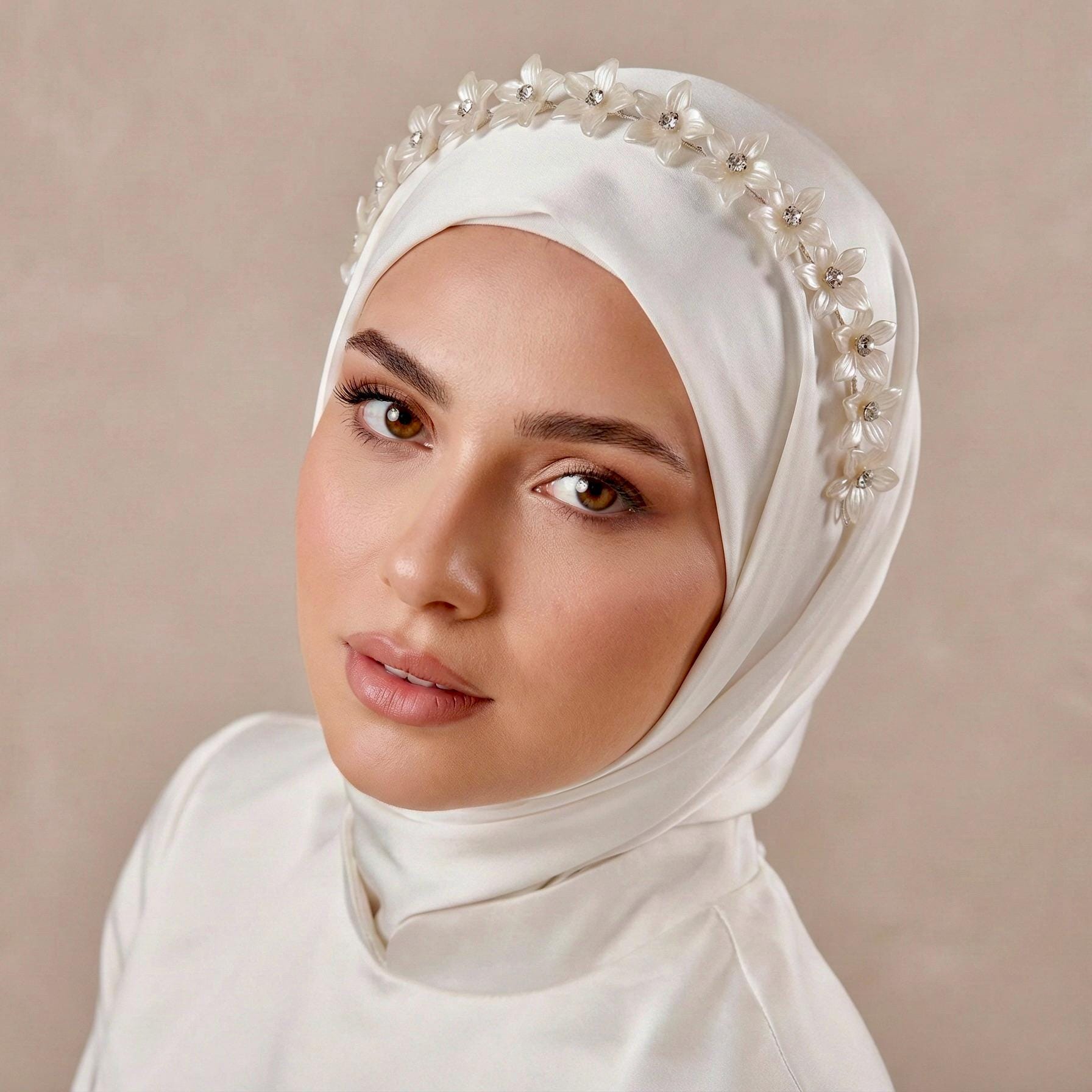 Weißer Blüten Haarschmuck mit Kristallen für Bräute - AVYRAA BRIDAL